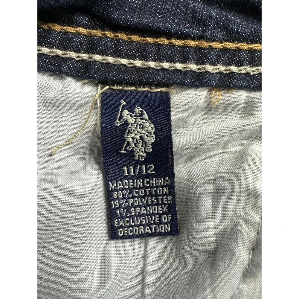 U.S. Polo Assn Shorts Womens 11/12 Blue Denim Jean Bermuda Embroidered Pockets